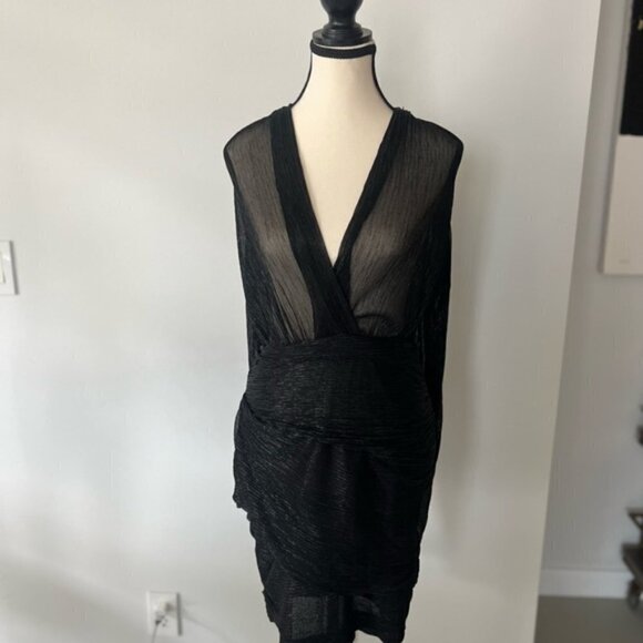 Maje Sequin Black Sheer Ddress - Picture 12 of 13